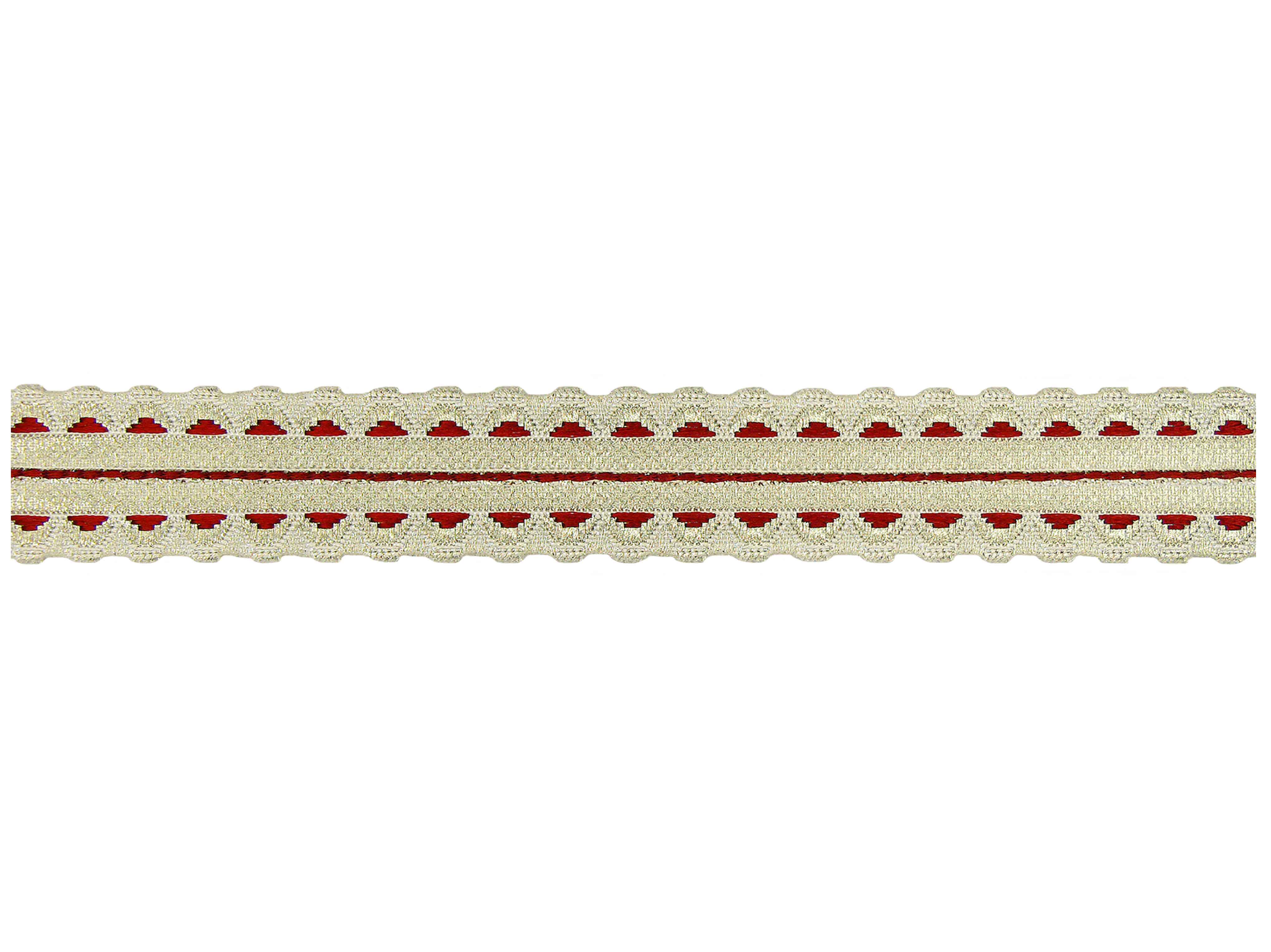 Bandtresse Foliengespinst argent avec motif rouge 22 mm Bandtresse Foliengespinst argent avec motif rouge 22 mm