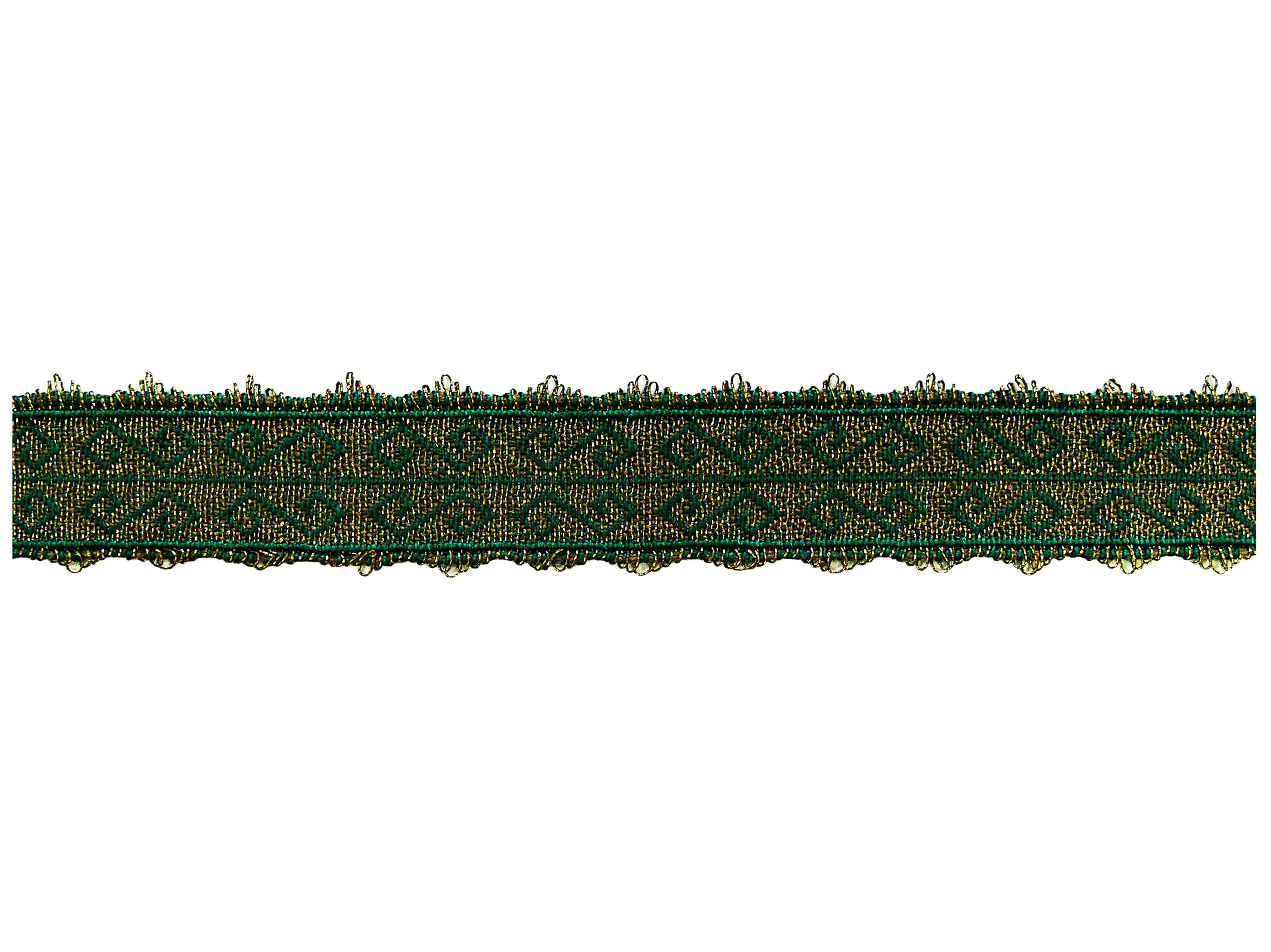 Bordure avec motif vert sur fond or vieilli de 24 mm Bordure avec motif vert sur fond or vieilli de 24 mm
