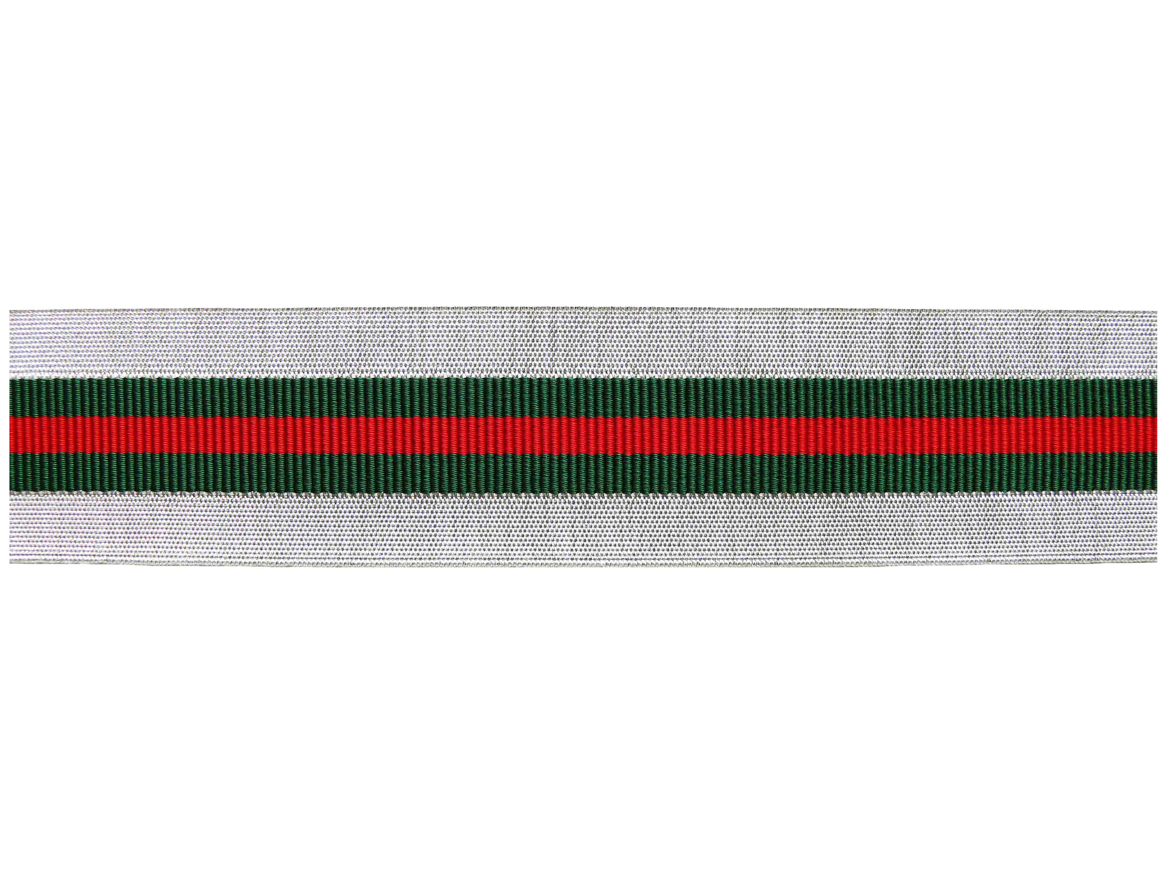 Feldbindentresse argentée avec 2 rayures vertes et 1 rouge 41 mm Feldbindentresse argentée avec 2 rayures vertes et 1 rouge 41 mm