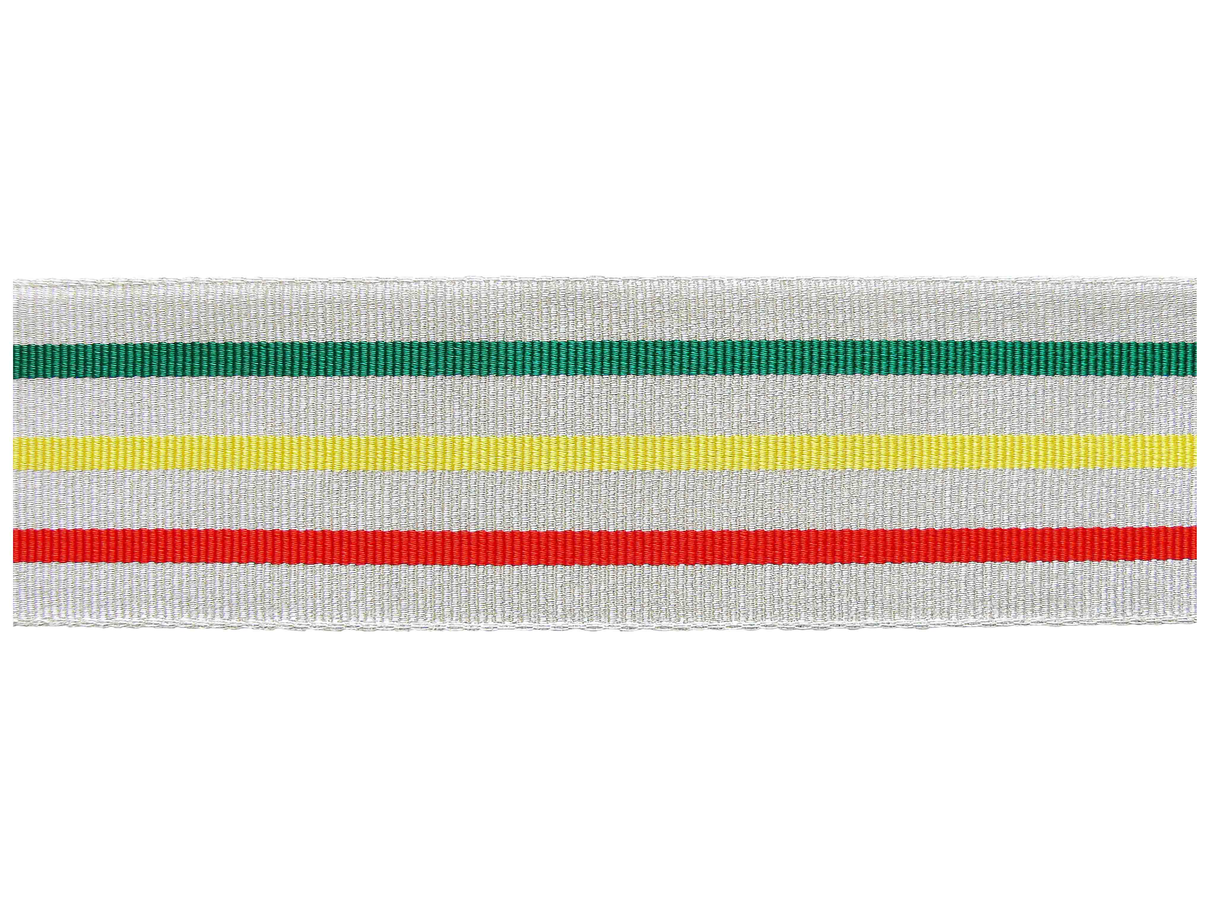 Ruban de liaison argenté avec des rayures vert-jaune-rouge de 50 mm Ruban de liaison argenté avec des rayures vert-jaune-rouge de 50 mm