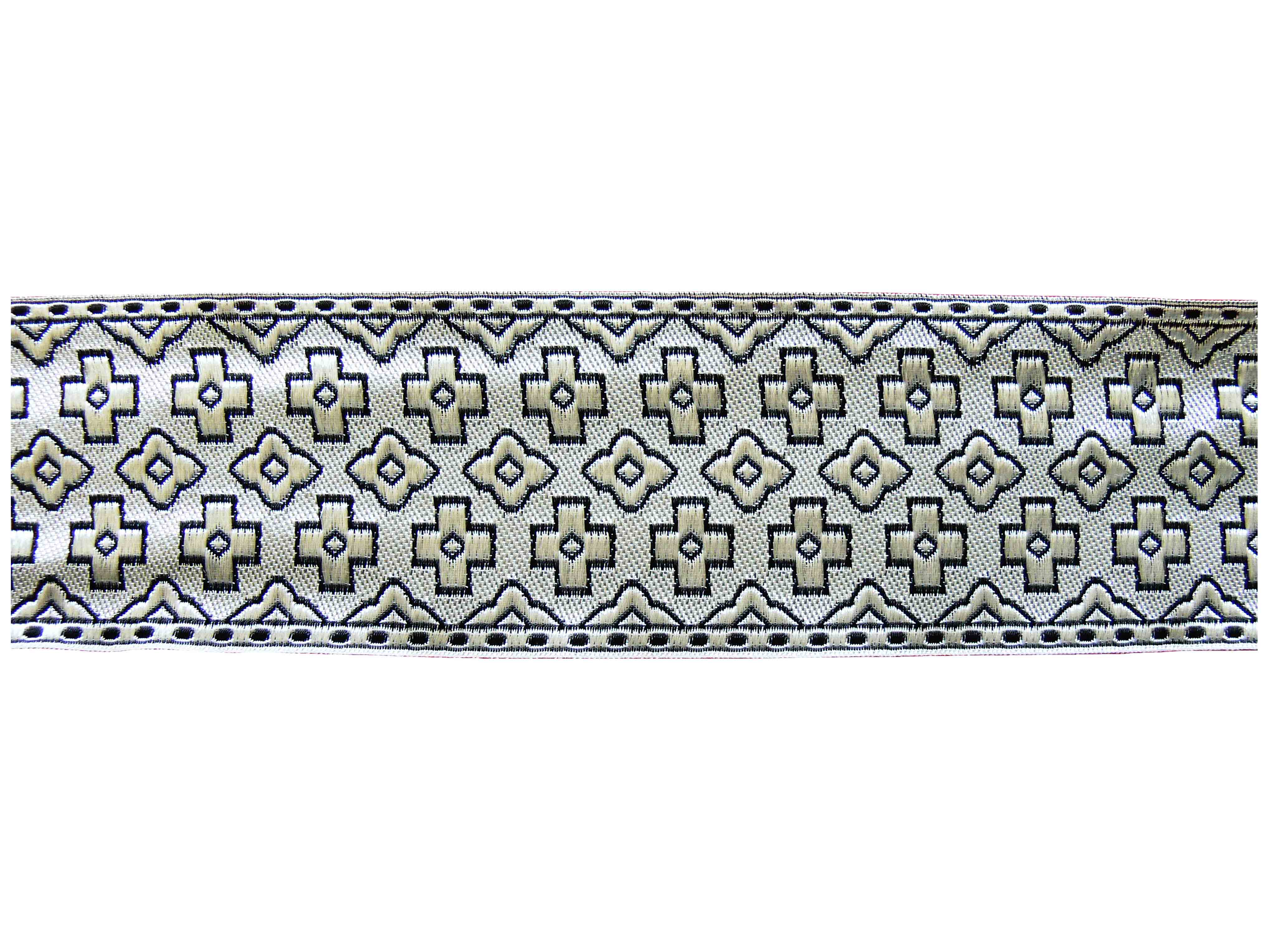 Ornamentation en soie artificielle blanc et noir 57 mm Ornamentation en soie artificielle blanc et noir 57 mm