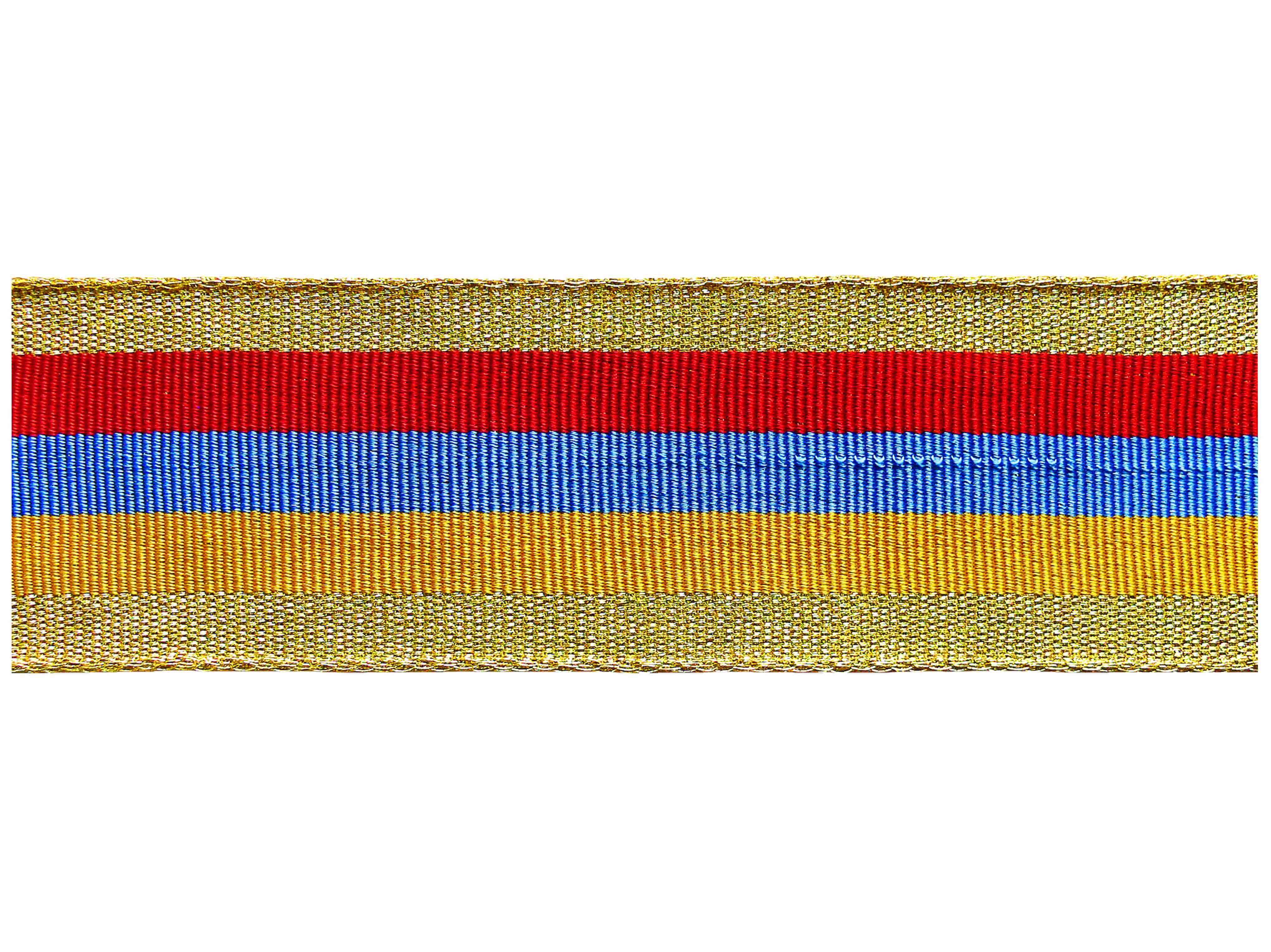 Tresse dorée avec des rayures rouge-bleu-jaune National 48 mm Tresse dorée avec des rayures rouge-bleu-jaune National 48 mm