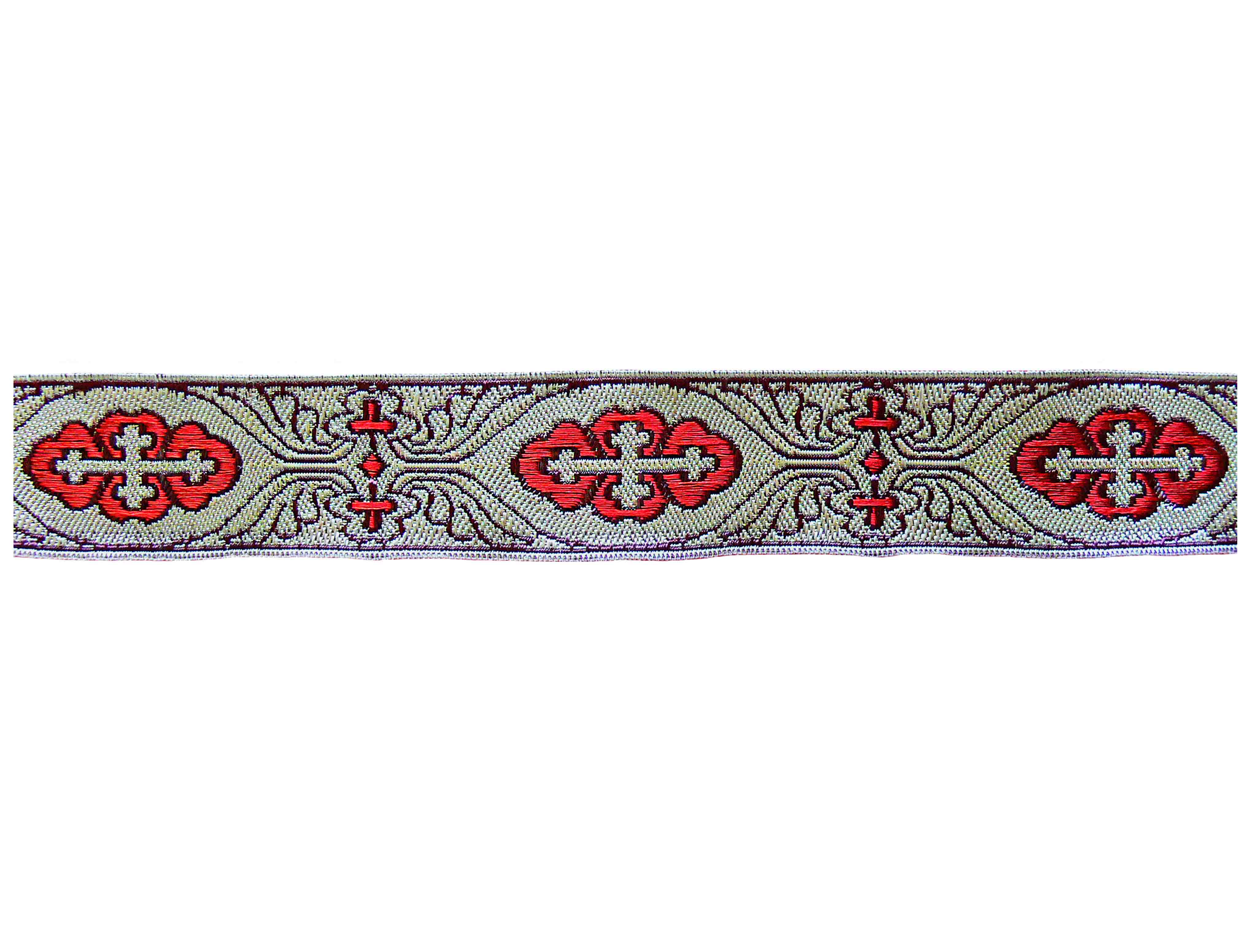 Tresse avec motif rouge et beige de 26 mm Tresse avec motif rouge et beige de 26 mm