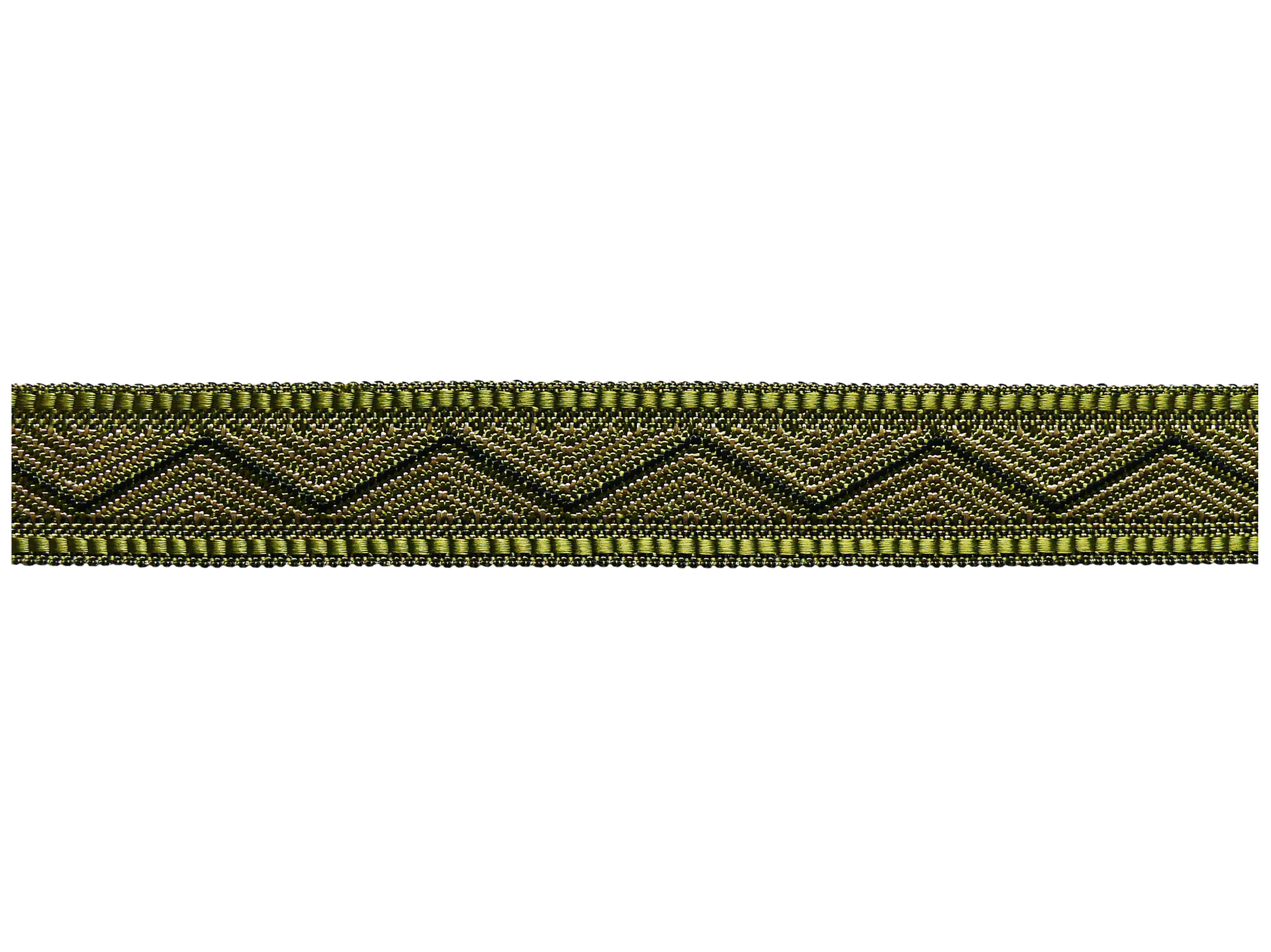 Tresse olive avec motif à chevrons noir 22 mm Tresse olive avec motif à chevrons noir 22 mm