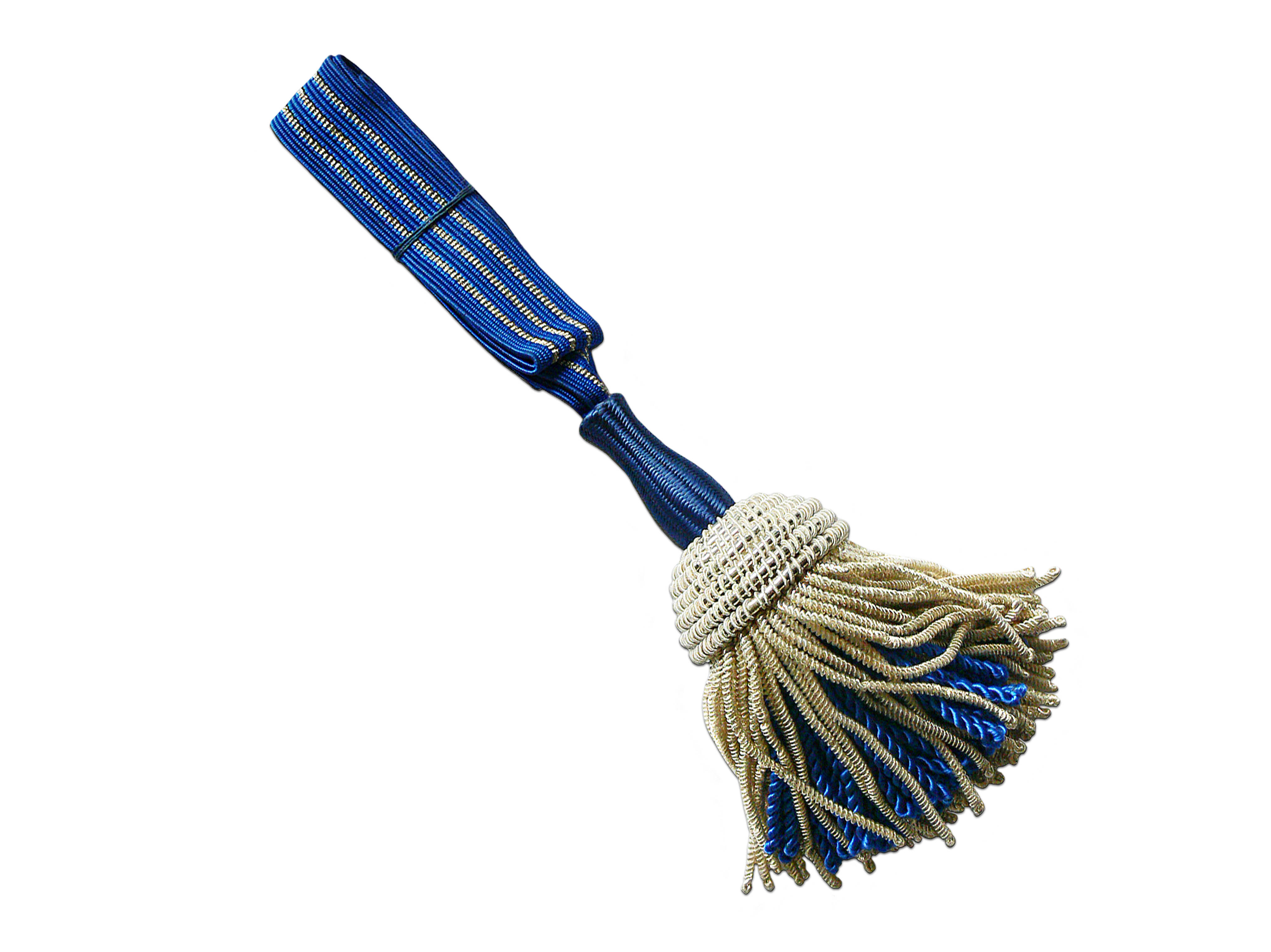 Portepee offen mit Tresse blau- und silberfarbig Portepee offen mit Tresse blau- und silberfarbig