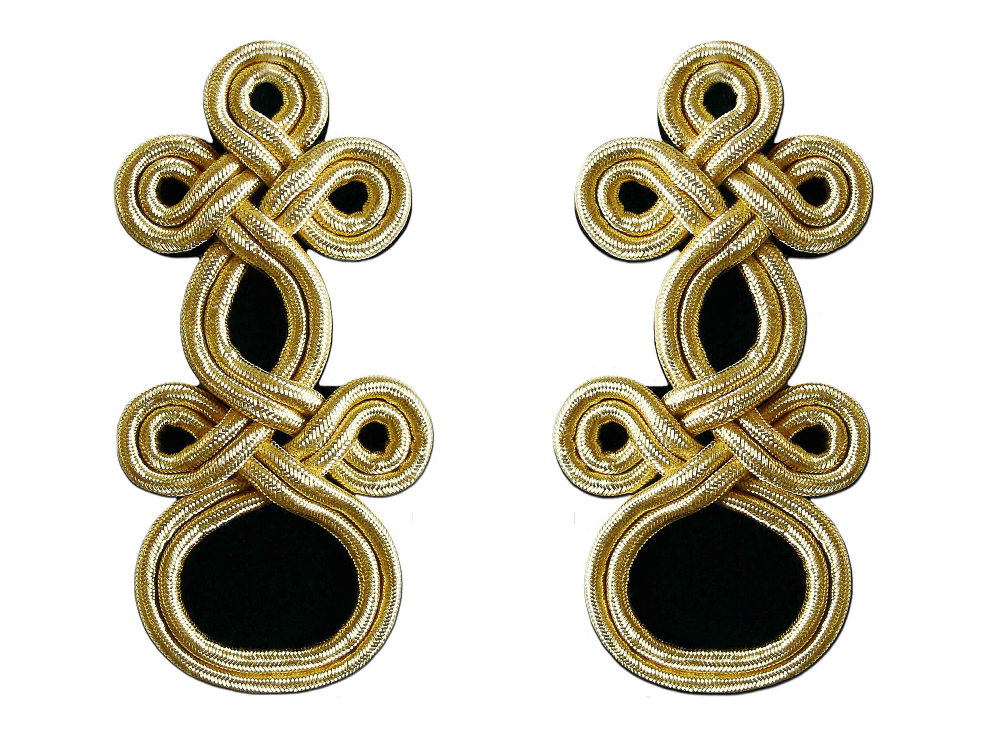 Shoulder epaulets in gold color on black felt Shoulder epaulets in gold color on black felt