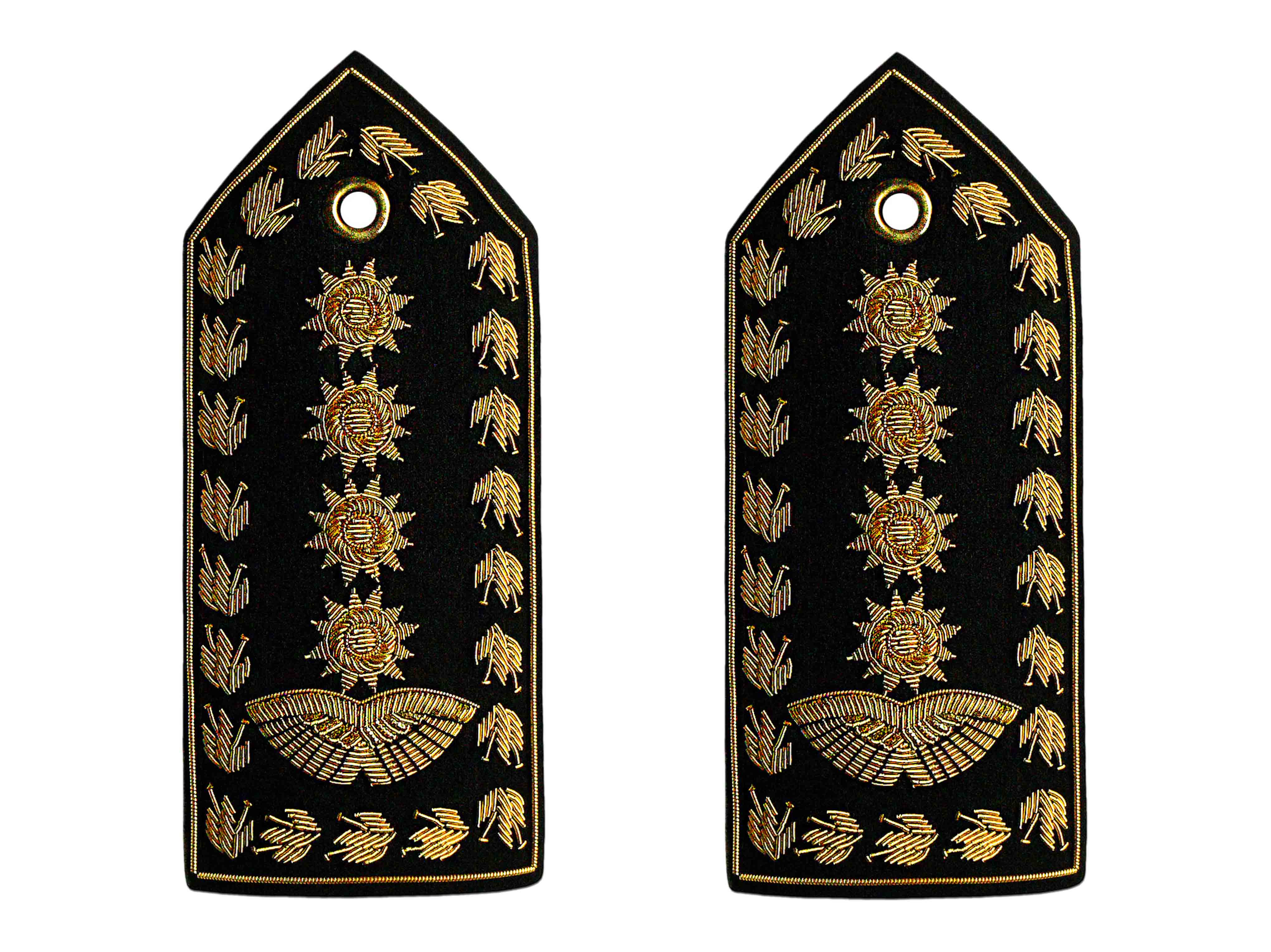 Colombian epaulettes with swinging and four gold-colored stars Colombian epaulettes with swinging and four gold-colored stars