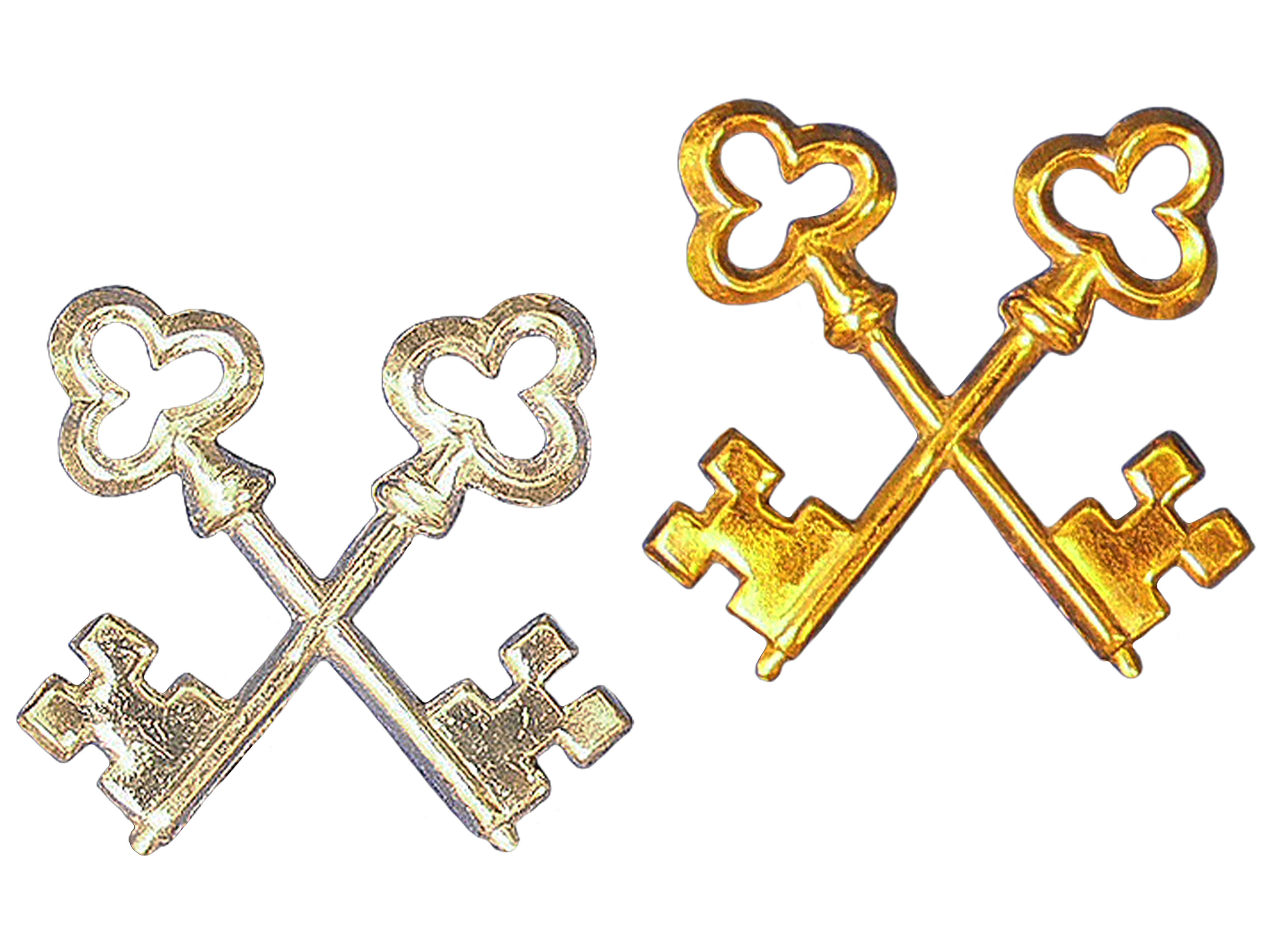 Crossed keys in silver and gold colors Crossed keys in silver and gold colors